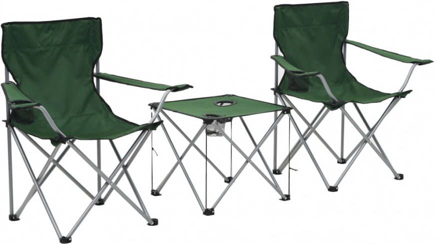 VIDAXL Campingtafel en stoelenset groen 3 delig