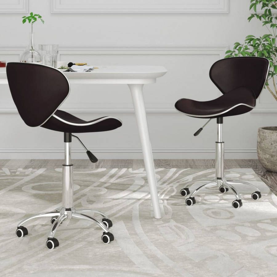 VIDAXL Eetkamerstoelen 2 st draaibaar kunstleer bruin