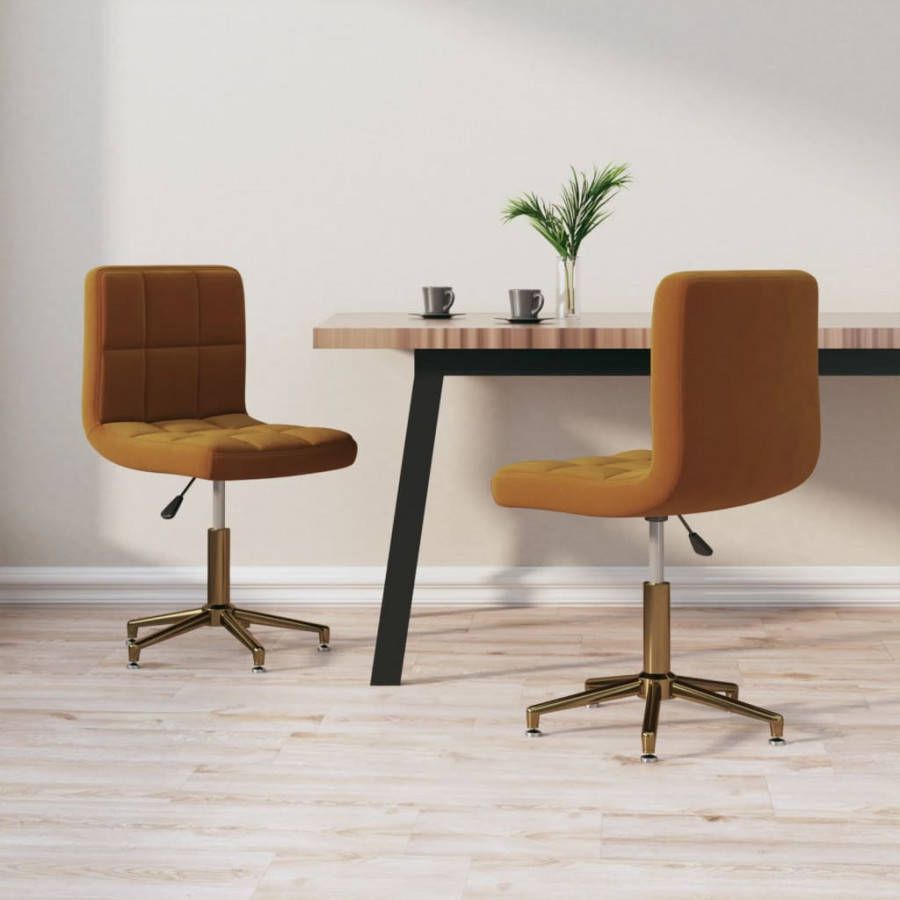 VIDAXL Eetkamerstoelen draaibaar 2 st fluweel bruin