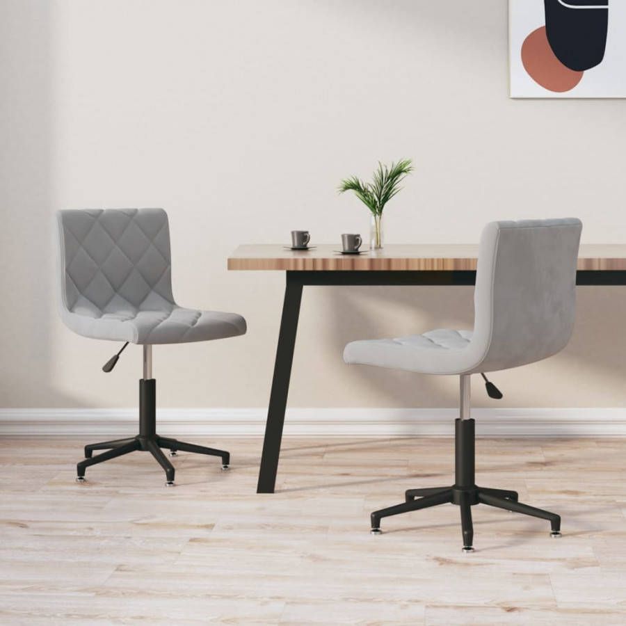 VIDAXL Eetkamerstoelen draaibaar 2 st fluweel lichtgrijs