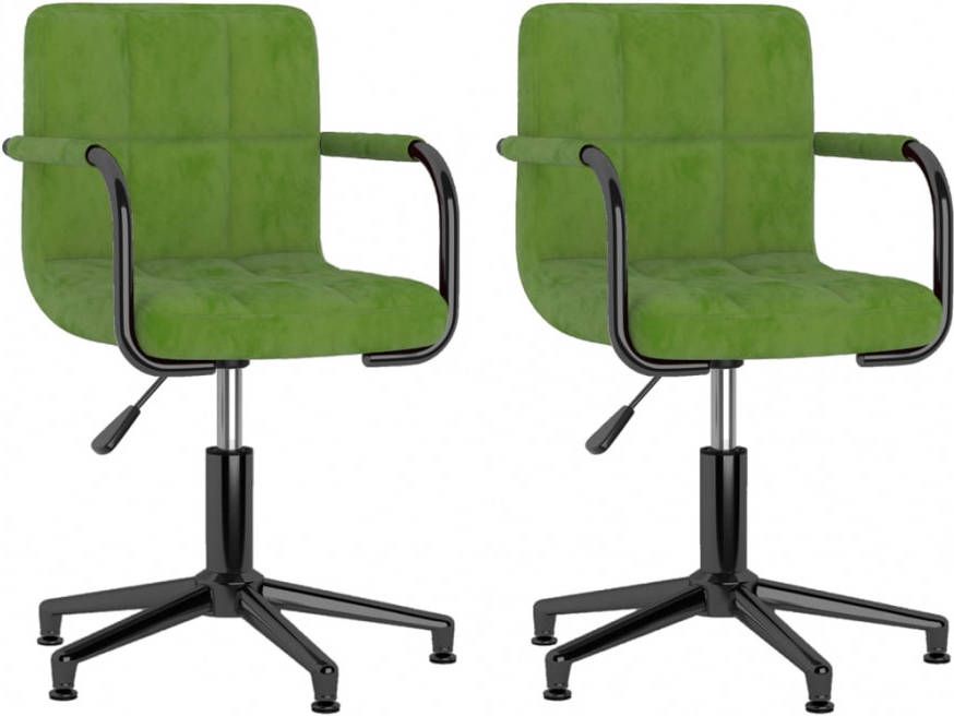 VIDAXL Eetkamerstoelen draaibaar 2 st fluweel lichtgroen