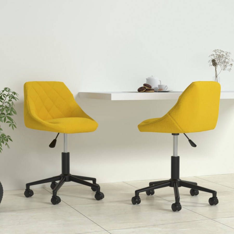 VIDAXL Eetkamerstoelen draaibaar 2 st fluweel mosterdgeel
