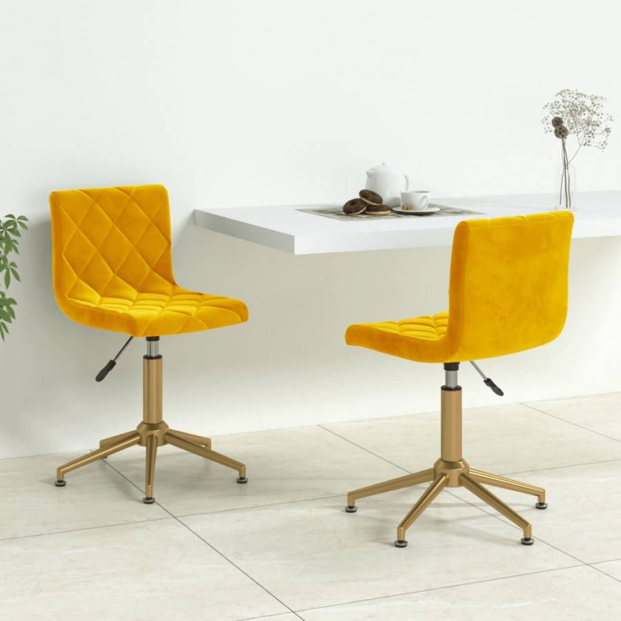 VIDAXL Eetkamerstoelen draaibaar 2 st fluweel mosterdgeel