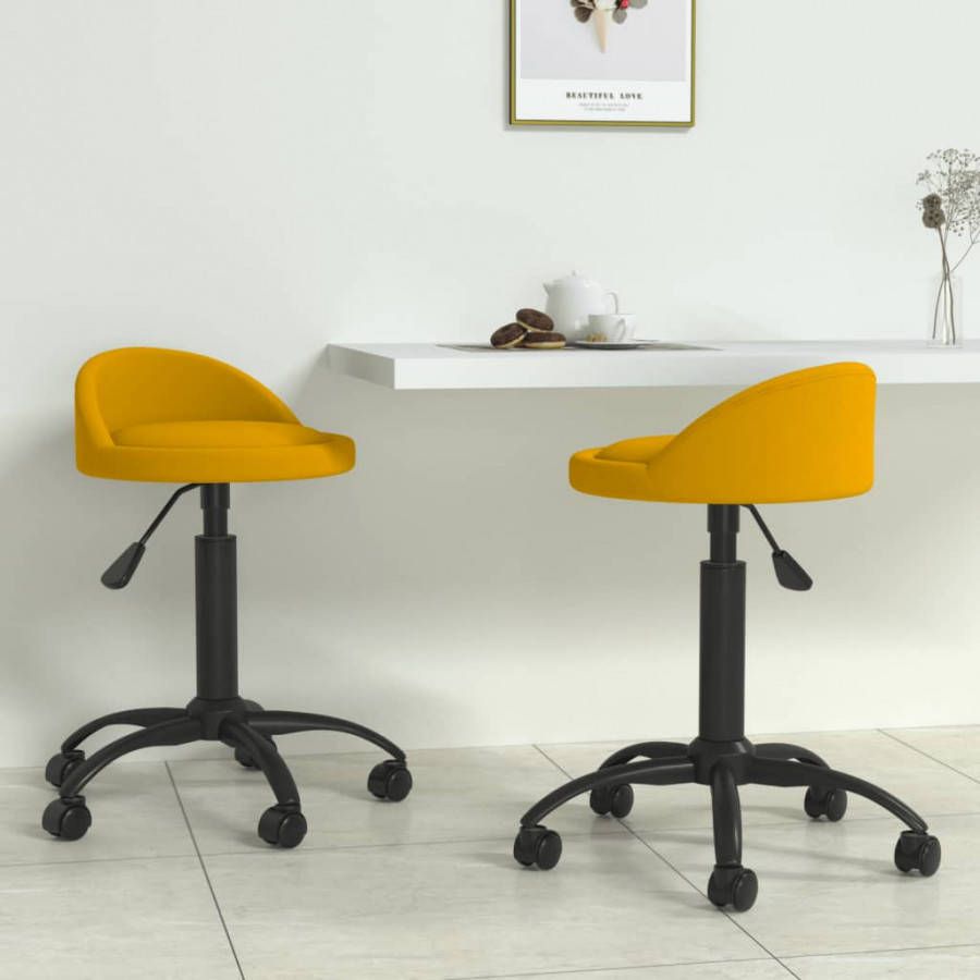 VIDAXL Eetkamerstoelen draaibaar 2 st fluweel mosterdgeel