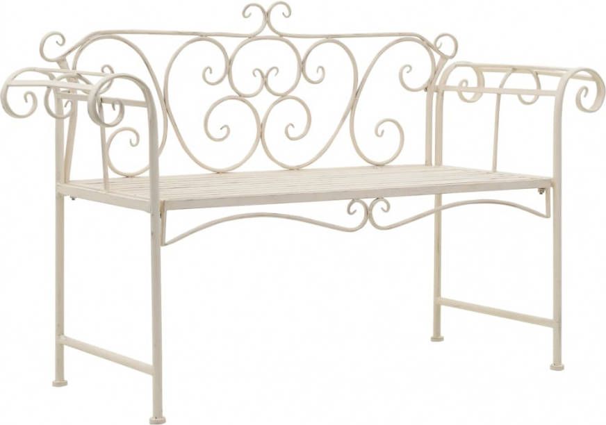 VidaXL Tuinbank 132 Cm Metaal Antiek Wit