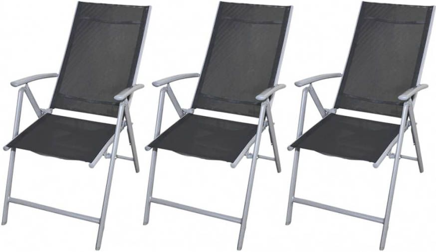vidaXL Tuinstoelen inklapbaar 3 st aluminium zwart