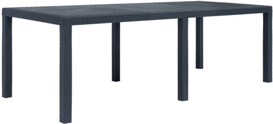VIDAXL Tuintafel 220x90x72 cm rattan look kunststof antraciet