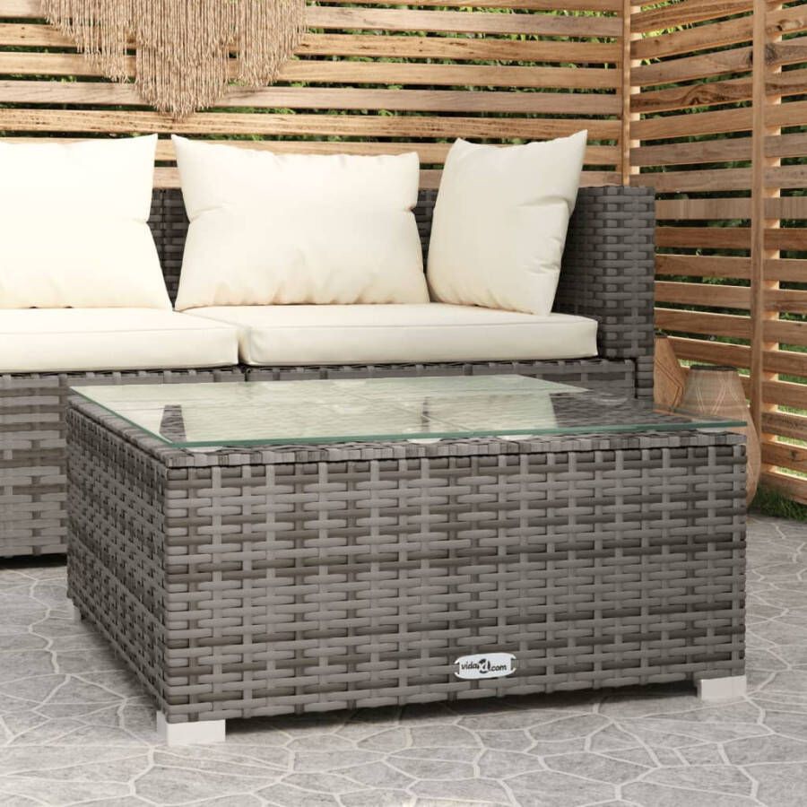 VIDAXL Tuintafel 60x60x30 cm poly rattan en glas grijs