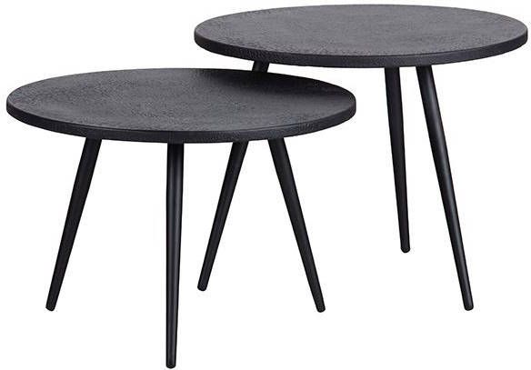 Trendhopper set v 2 suze bijzettafels hout/metaal zwart